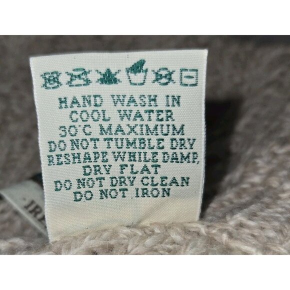 Aran Craft Tan Oatmeal Merino Wool Zip Front Cape New Cable Knit Sweater Cream M - Picture 13 of 13